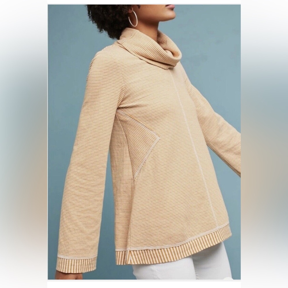 Maeve Anthropologie Cowl Neck Stripe Top